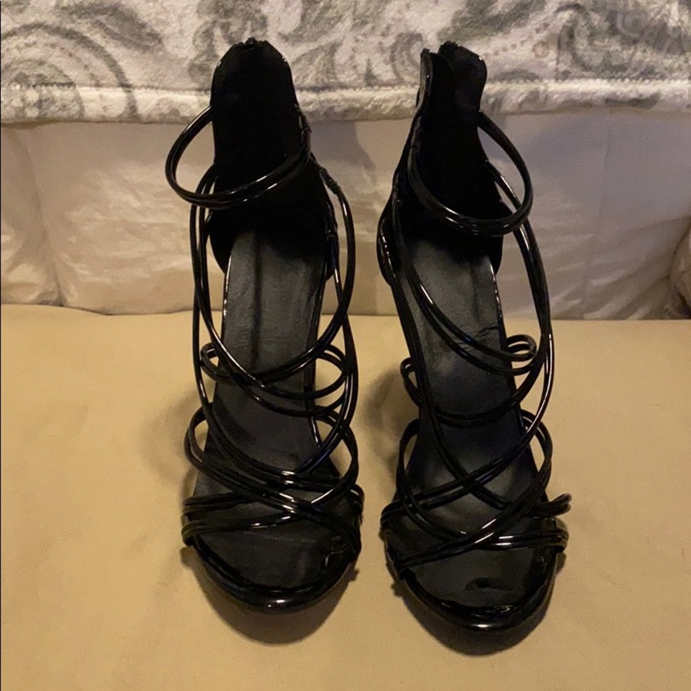 Strappy black heels